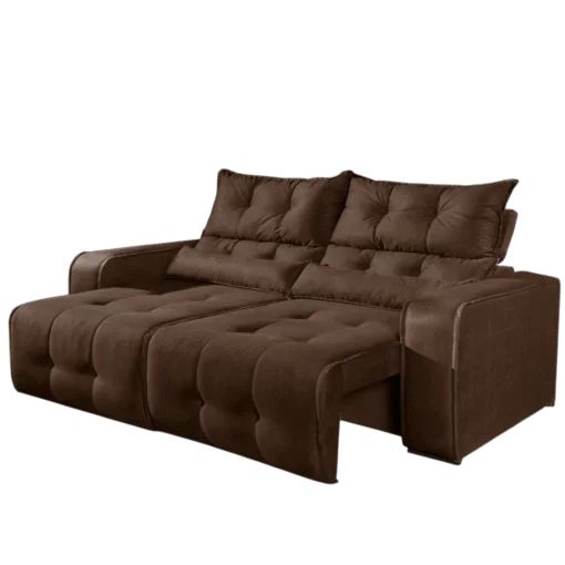 Sofá Retrátil e Reclinável Premier 200 cm Veludo Marrom - Imagem 2