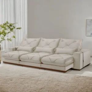 Sofá Retrátil e Reclinável Bahia 350 cm Veludo Bege