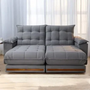 Sofá Retrátil e Reclinável Barcelona 250 cm Veludo Cinza