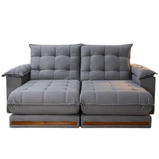 Sofá Retrátil e Reclinável Barcelona 250 cm Veludo Cinza - Imagem 2