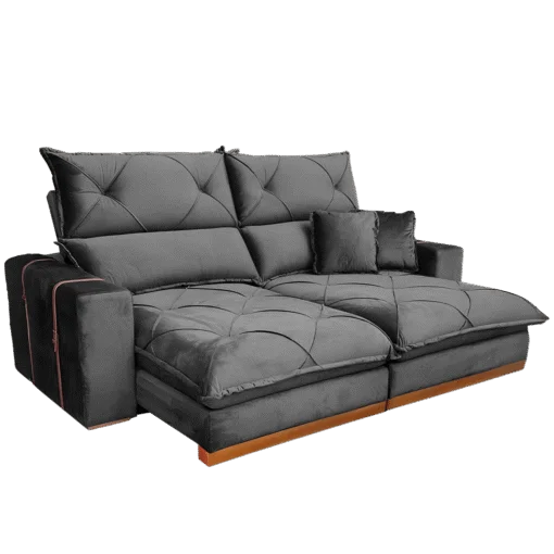 Sofá Retrátil e Reclinável Gran Bello Light 250 cm Veludo Cinza - Imagem 2