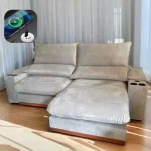 Sofá Retrátil e Reclinável Grazi 250 cm Veludo Cinza Prata
