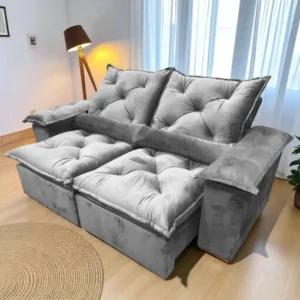 Sofá Retrátil e Reclinável Grécia 200 cm Cinza