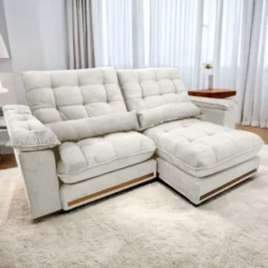 Sofá Retrátil e Reclinável Hércules 290 cm Veludo Marfim