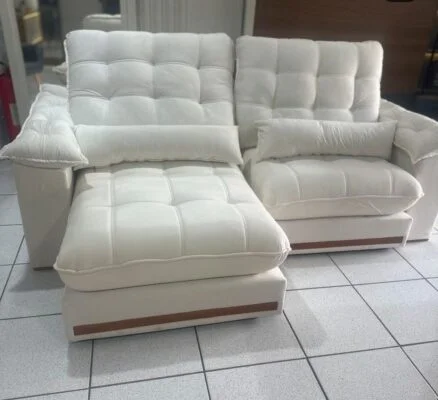 Sofá Retrátil e Reclinável Hércules 290 cm Veludo Marfim - Imagem 3