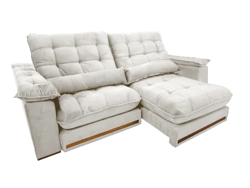 Sofá Retrátil e Reclinável Hércules 290 cm Veludo Marfim - Imagem 4