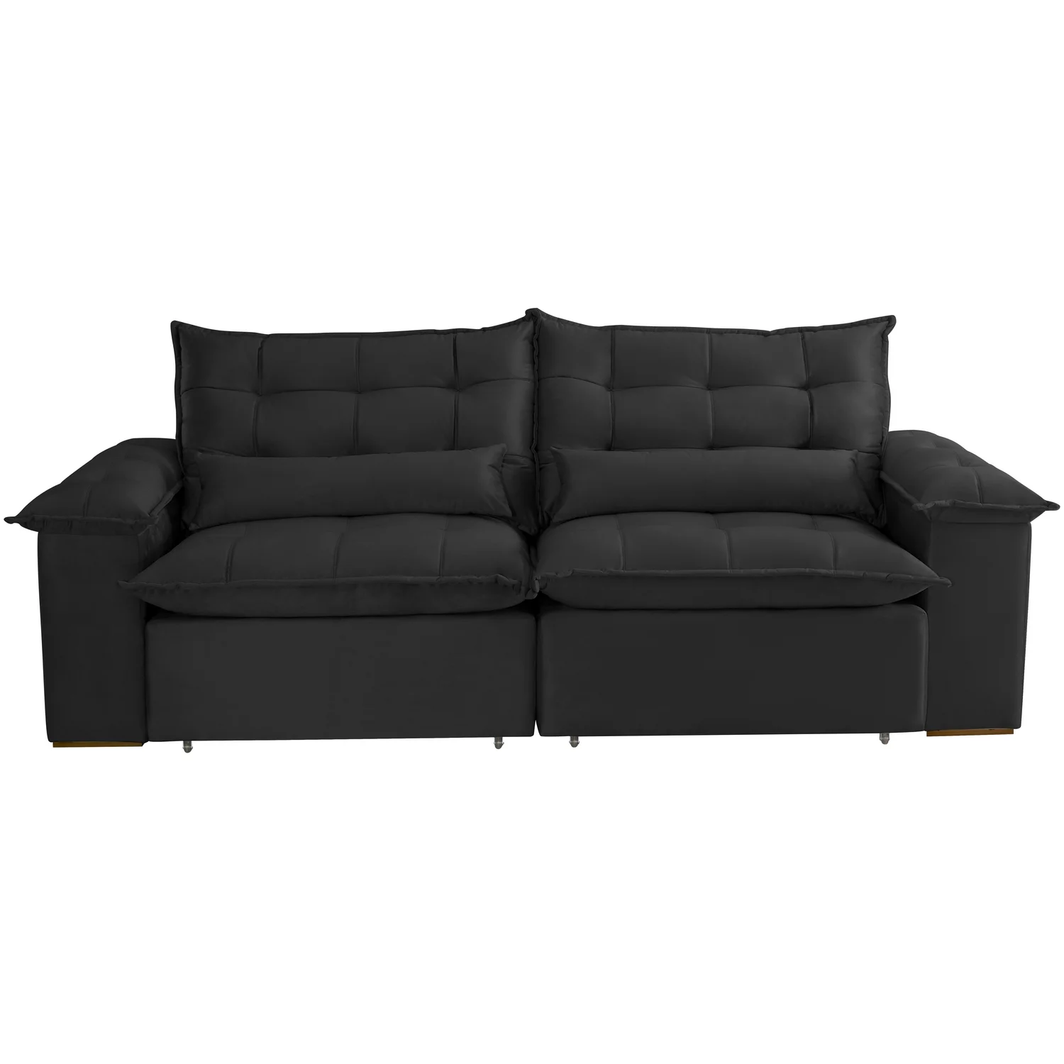 Sofá Retrátil e Reclinável Niger 250 cm Veludo Preto B013 - Imagem 3