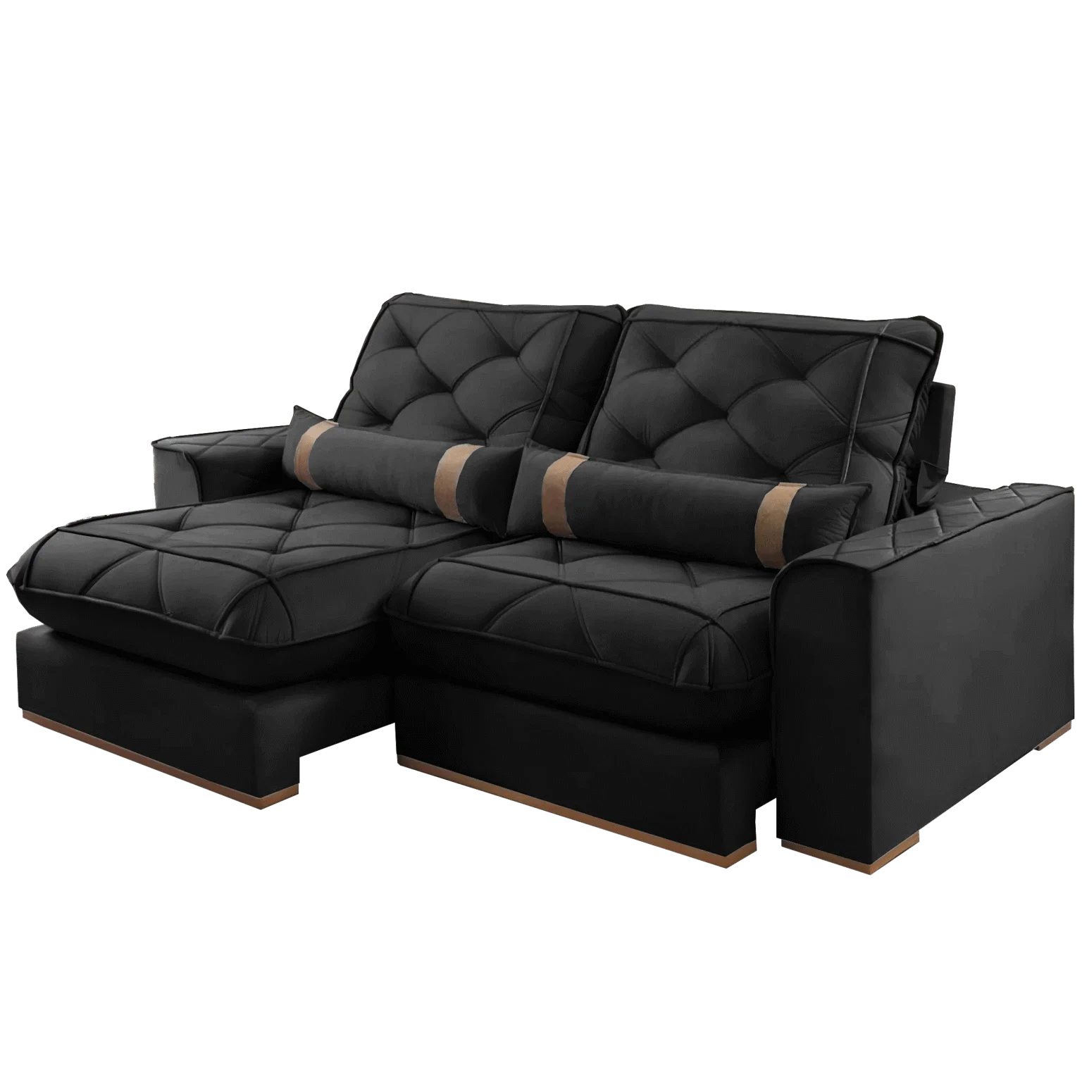 Sofá Retrátil e Reclinável Poseidon 250 cm Veludo Preto - Imagem 3