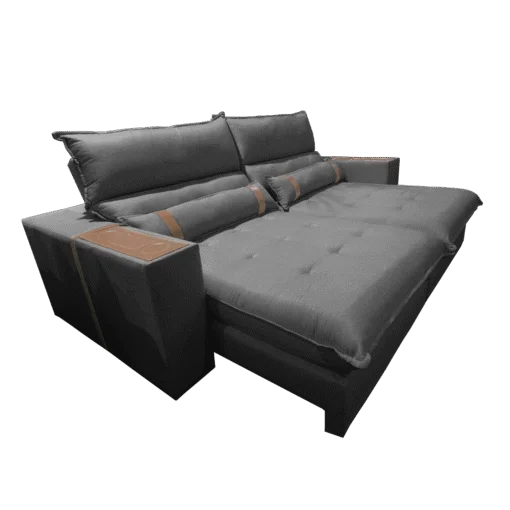 Sofá Retrátil e Reclinável Ravello 250 cm Linho Grafite - Imagem 2