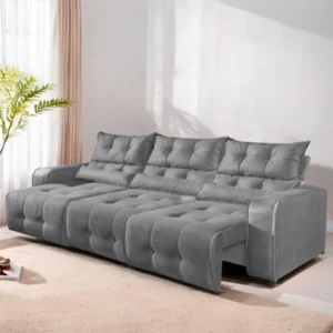 Sofá Retrátil e Reclinável Premier 250 cm Veludo Cinza